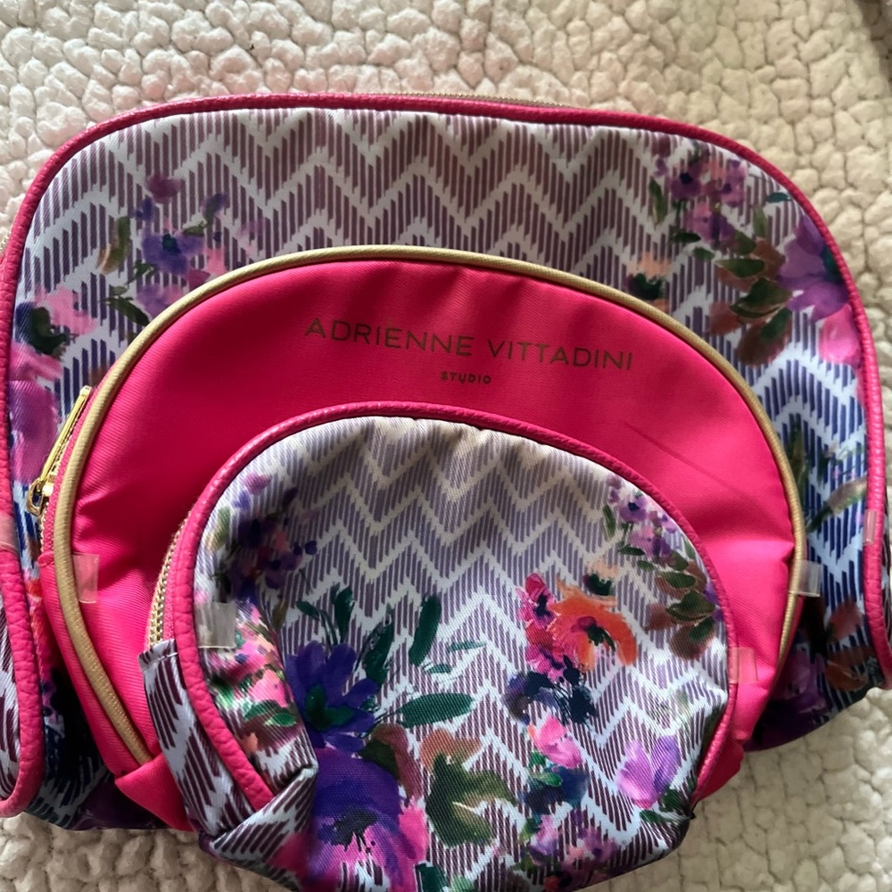 Adrienne Vittadini Pink Floral Women's Bag Set